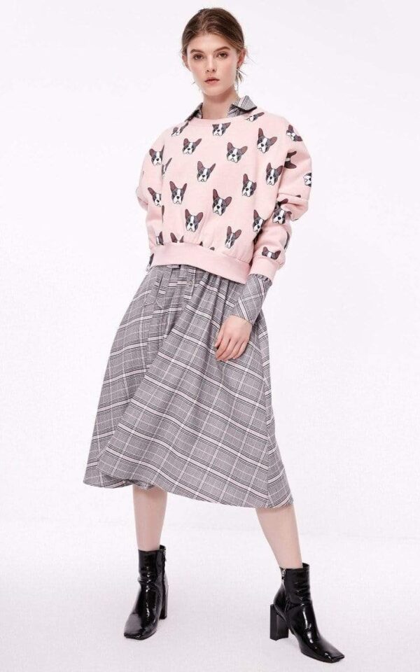 Frenchie World Shop Women's All Over Printed French Bulldog Crewneck