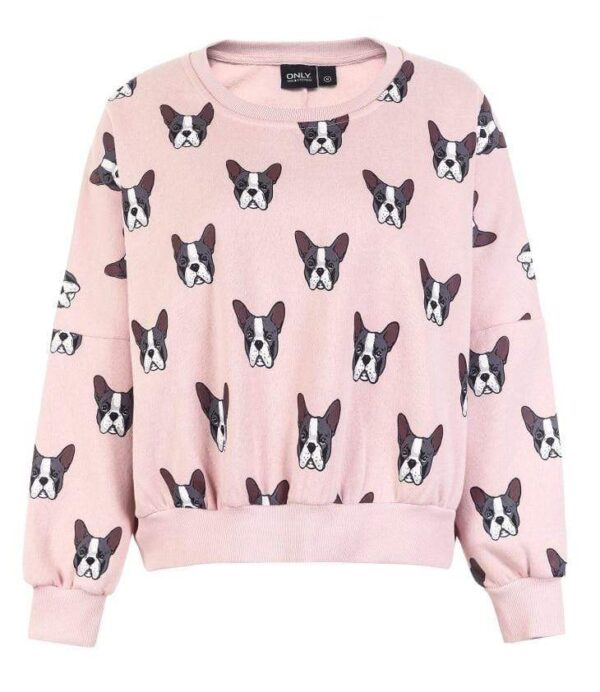 Frenchie World Shop Women's All Over Printed French Bulldog Crewneck