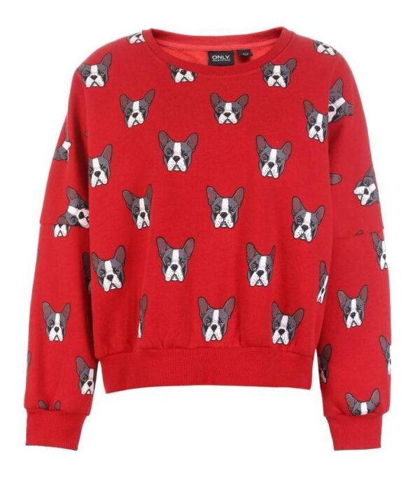 Frenchie World Shop Women's All Over Printed French Bulldog Crewneck