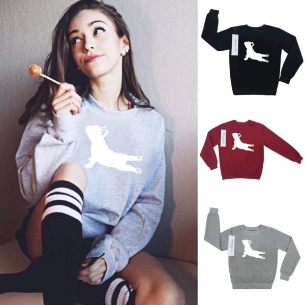 Frenchie World Shop Women's French Bulldog Printed Yoga Sweatshirt