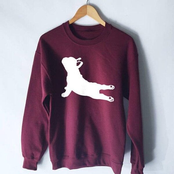 Frenchie World Shop Wine Red / S Women's French Bulldog Printed Yoga Sweatshirt