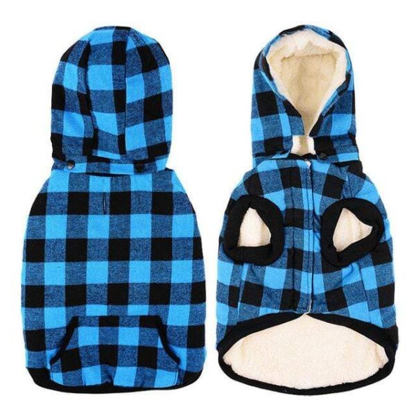 Frenchie World Shop blue / S Wool Plaid Jacket With Detachable Hood