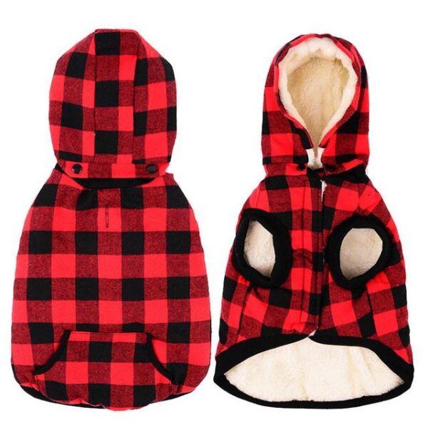 Frenchie World Shop red / S Wool Plaid Jacket With Detachable Hood