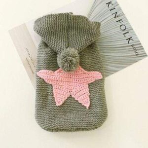 Frenchie World Shop Olive/pink / XS Woolen Star Dog Sweater Hoodie