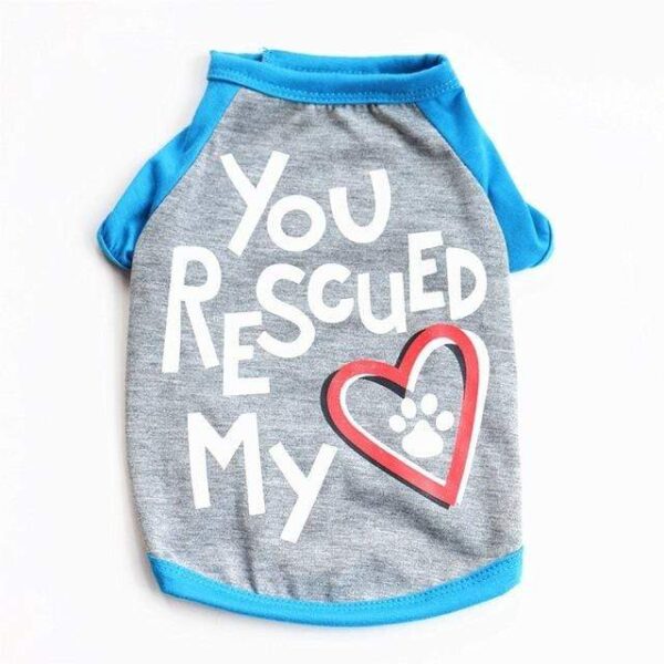 Frenchie World Shop Blue / S You Rescued My Heart Dog Shirt