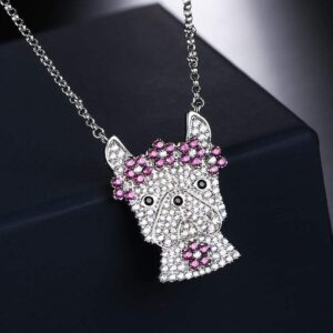 Frenchie World Shop Zircon Stones French Bulldog Necklace