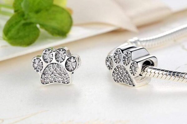 Frenchie World Shop Human accessories Zirconia Paw beads (925 Sterling Silver)