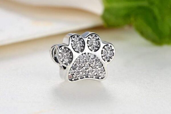 Frenchie World Shop Human accessories Zirconia Paw beads (925 Sterling Silver)