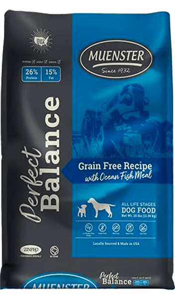 Package of Muenster brand best dog dry food