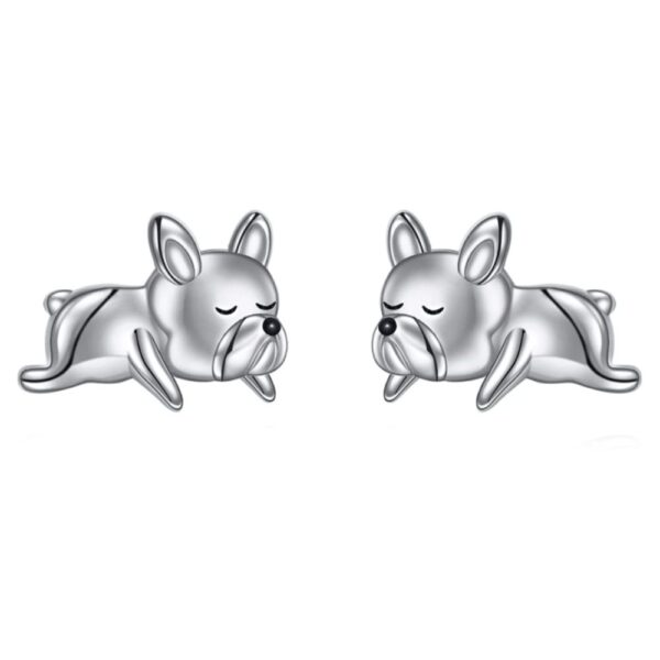 Sleeping French Bulldog Silver Earrings in 925 sterling silver color